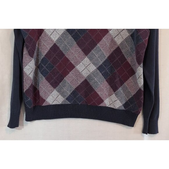 JOE Joseph Abboud Argyle Sweater Mens MEDIUM 1/4 Zip Pullover Long Sleeve Preppy - Picture 11 of 14